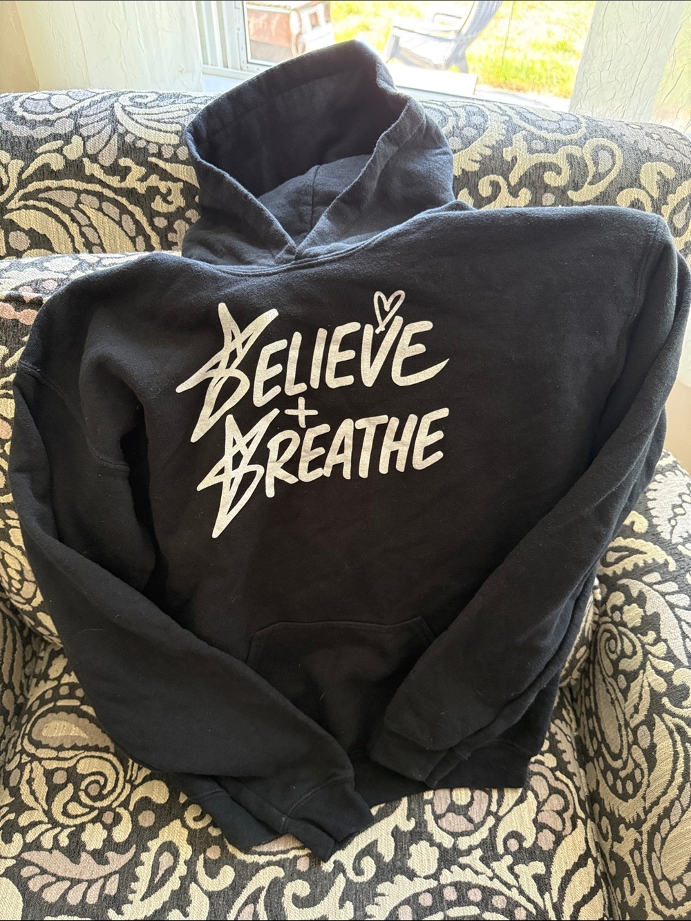 Believe + Breathe Black Graphic Hoodie
